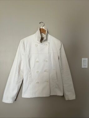 Super soft  corduroy White Double-Breasted Women's peacoat Jacket